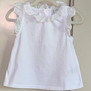 Janie and Jack White Ruffle Collar Top Size 4 Cotton Shirt Classic Girls